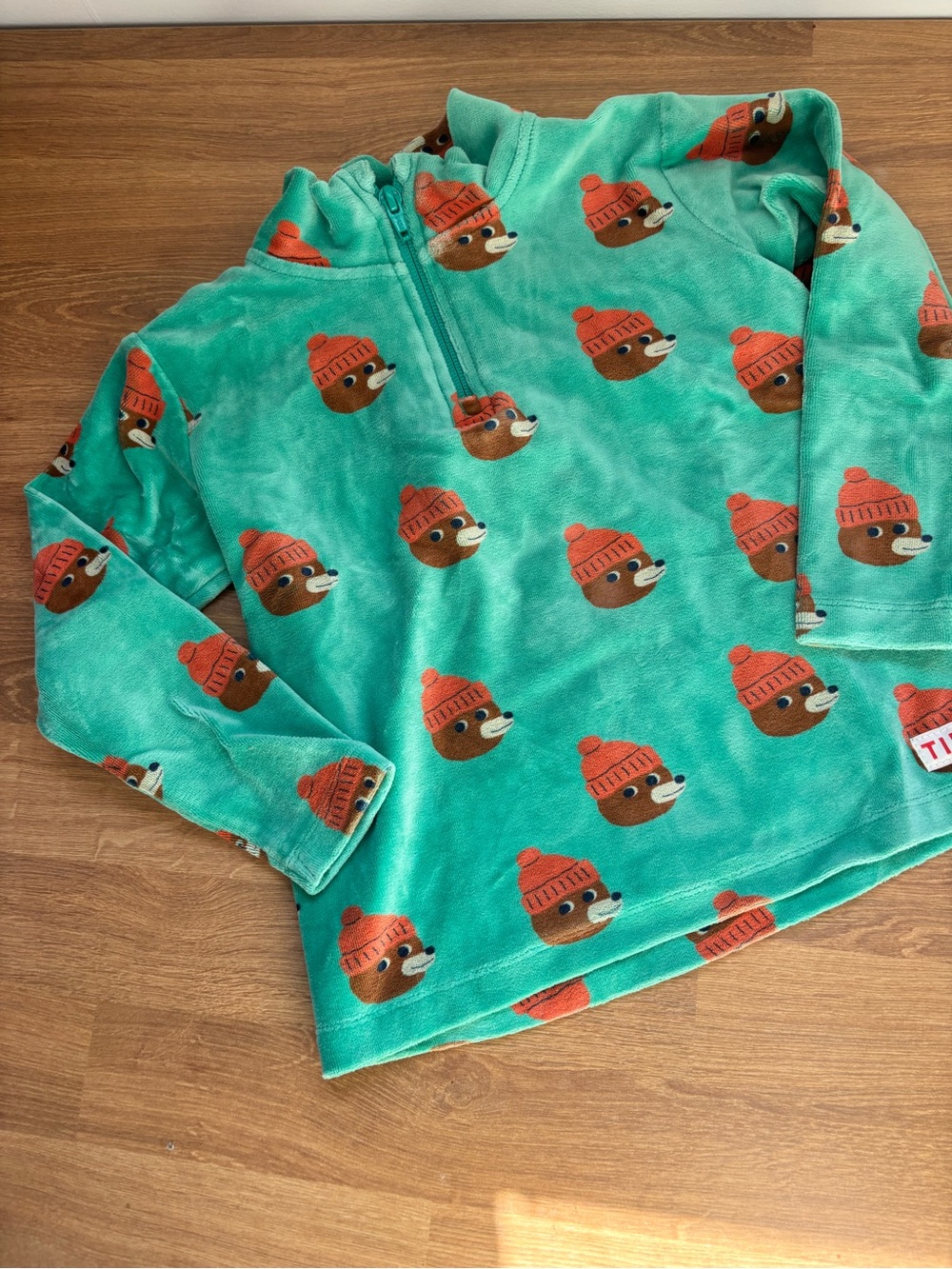 Tiny Cottons Velour Bear Print Sweatshirt